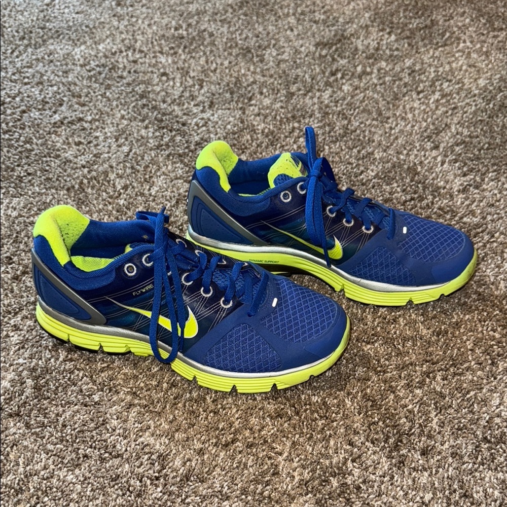 Nike Blue and Neon Green Running Shoes